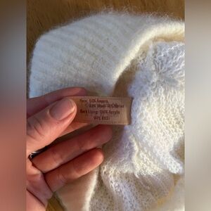 Vintage Aris Angora Wool Beanie Toque Beret Knit Hat Soft Fuzzy Warm Lined Cream